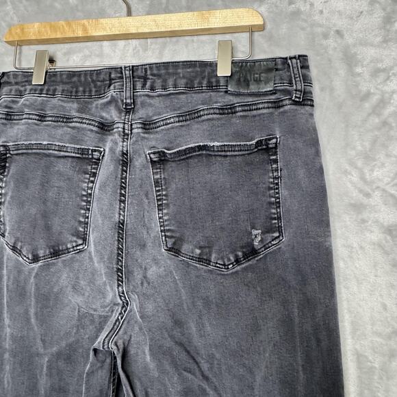 Paige Leenah Jeans Womens 34 Blacktop Destructed Wide Leg High Rise Denim - Picture 3 of 12